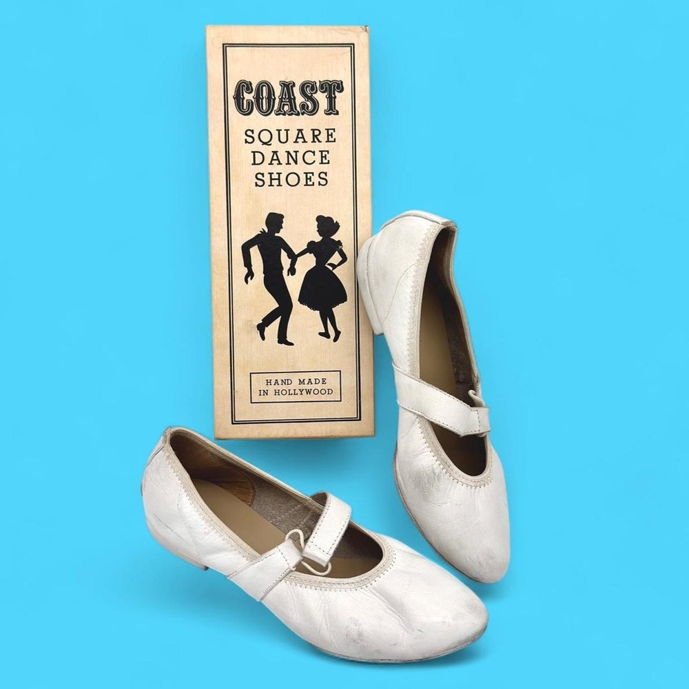60s Coast Shoes soft white leather Maryjane ringo square dance shoes